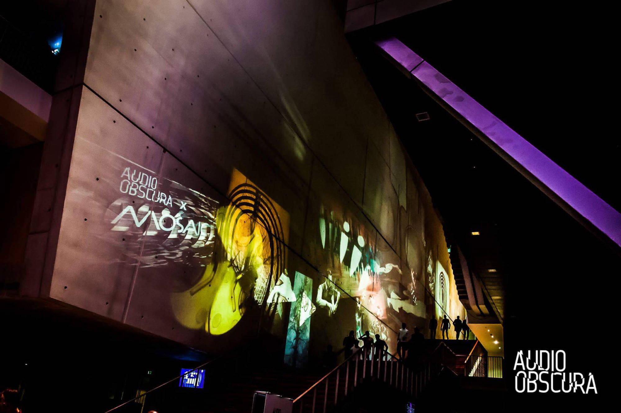 Audio, Obscura, ADE, 2019, MuziekgebouwaanhetIj, ADE, Amsterdam, judocus, visuals, slides, motion, projections, stairway, trap