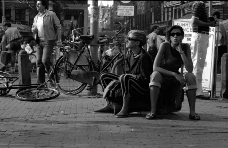 meisjes, leidseplein, amsterdam, jaren, 80, zonnebril, new, wave