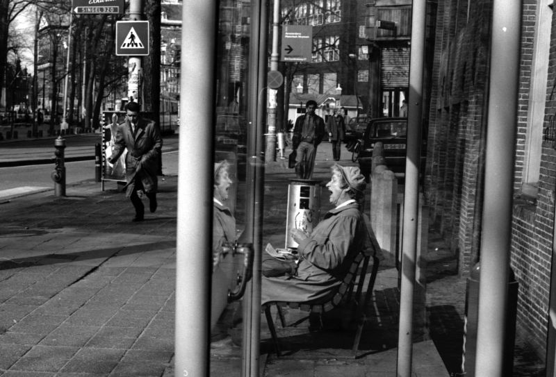 nieuwezijsvoorburgwal, amsterdam, historisch, museum, vrouw, gaapt, judocusvansoest, jaren, 80