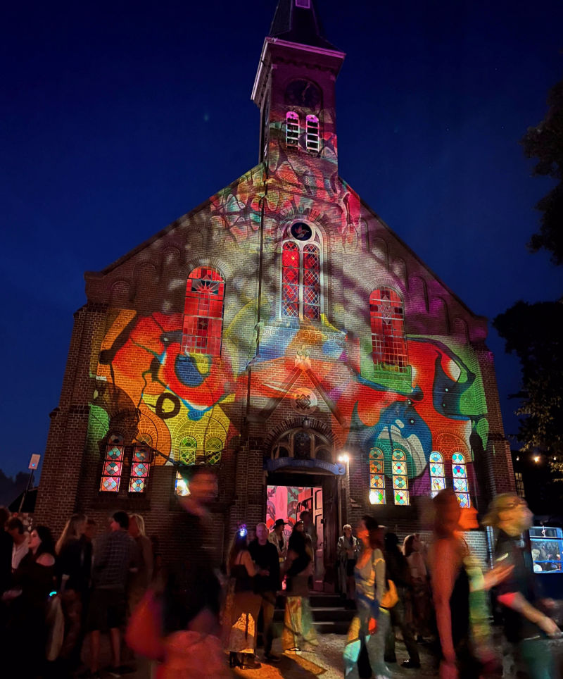 Landjuweel,Ruigoord, kerk, projecties, Judocus, visuals,2024